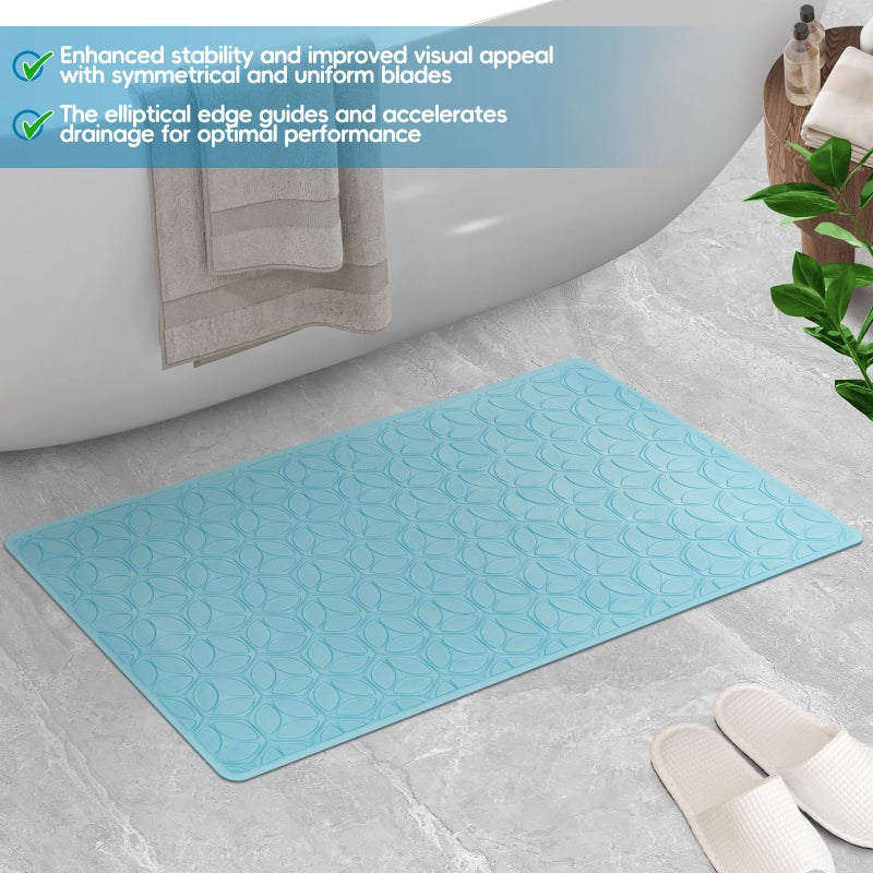WRISIN Bathtub Mat Non Slip with Suction Cups - 100% Rubber Bathroom Mat Textured for Bath Tub Shower Safety - Soft on Touch - BPA/PVC Free - Pet Dog Bath Mat - Machine Washable - 16 ? 28 Inch(Blue) - Image 5